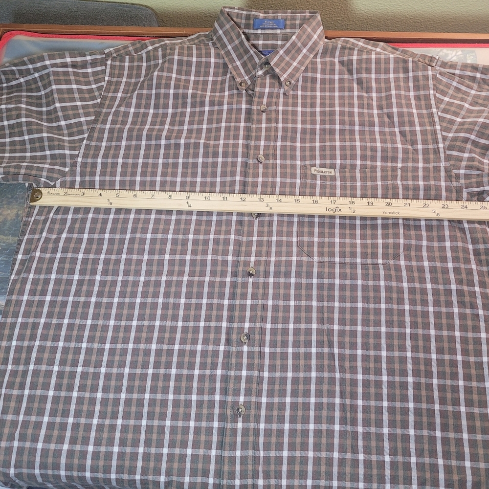 Pendleton Men's Large Brown Windowpane Long Sleeve Button Down Casual Comfy - Picture 7 of 8